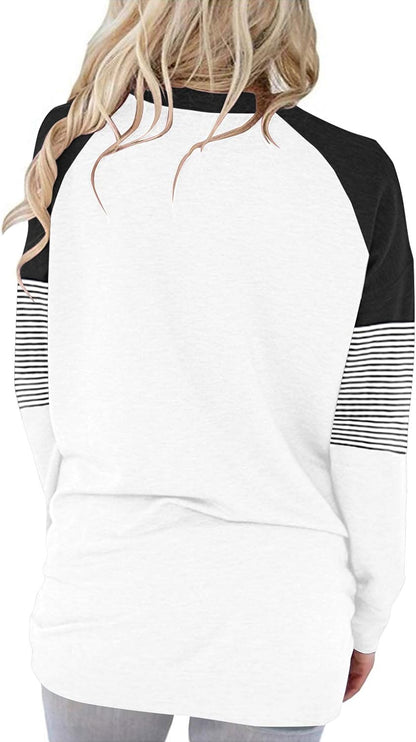 Womens Crewneck Sweatshirt Casual Loose Fitting Tops Long Sleeve T Shirt